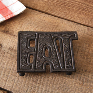 "Eat" Cast Iron Trivet – Rustic Farmhouse Kitchen Accent