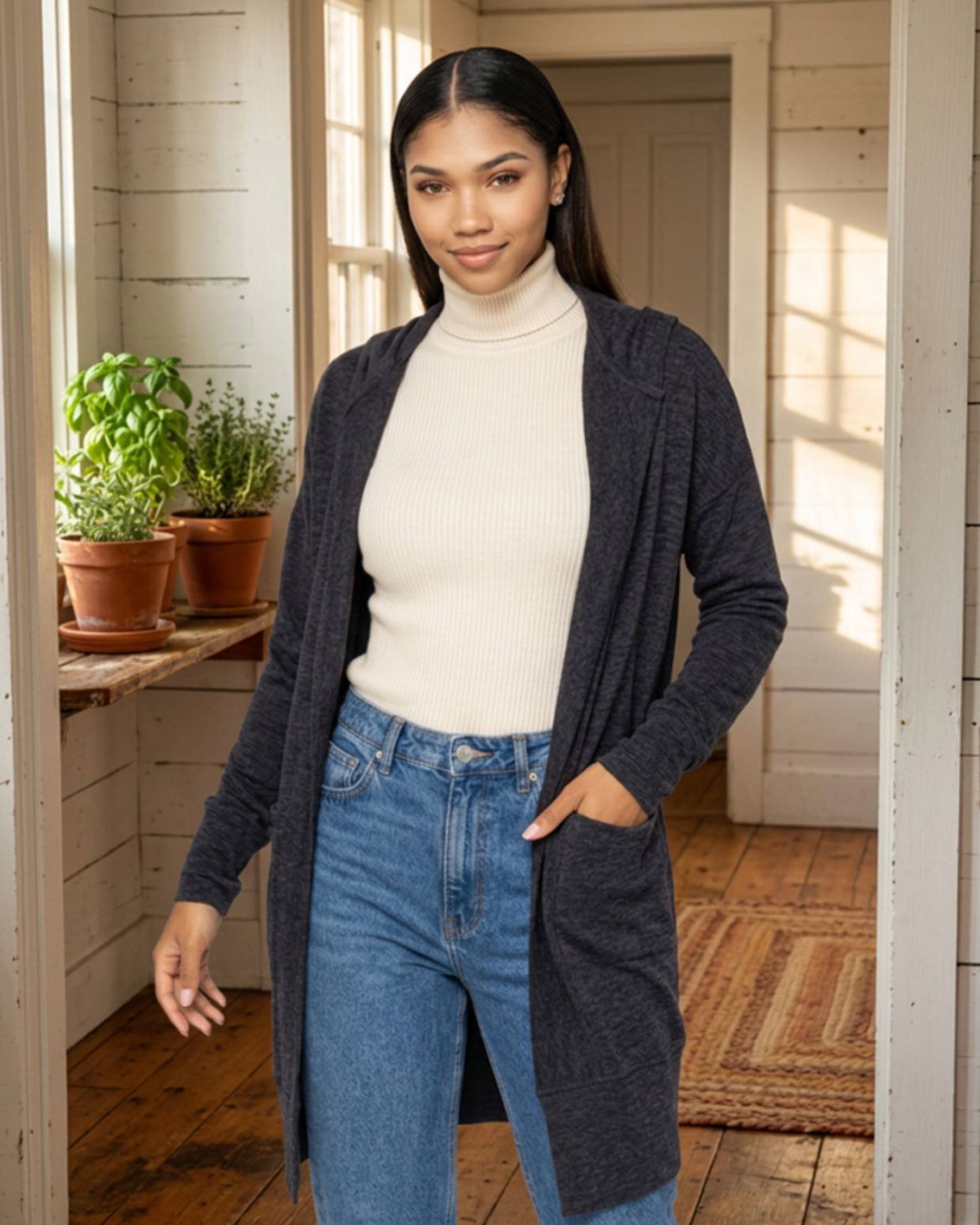Cozy Hooded Cardigan with Pockets