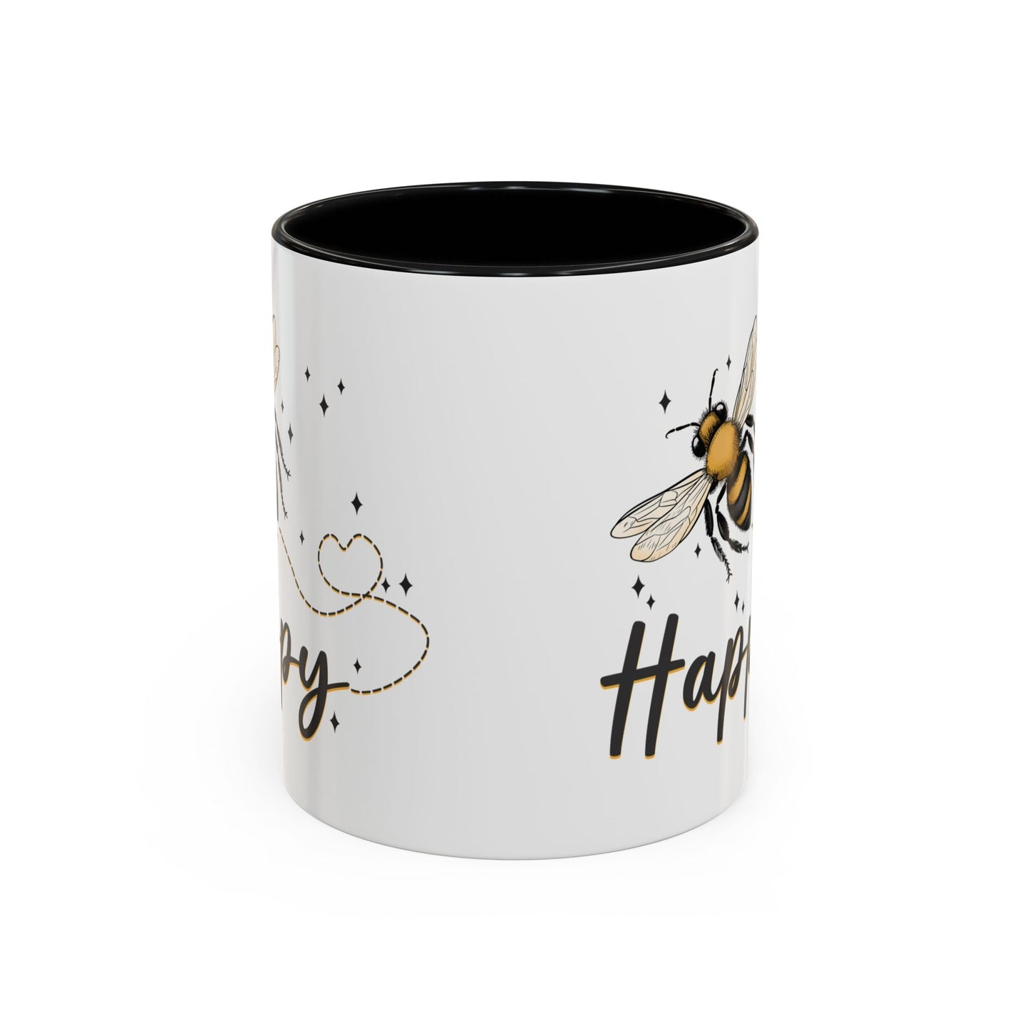 Bee Happy Ceramic Mug – Whimsical Bee Design, 11 oz Cottage Style