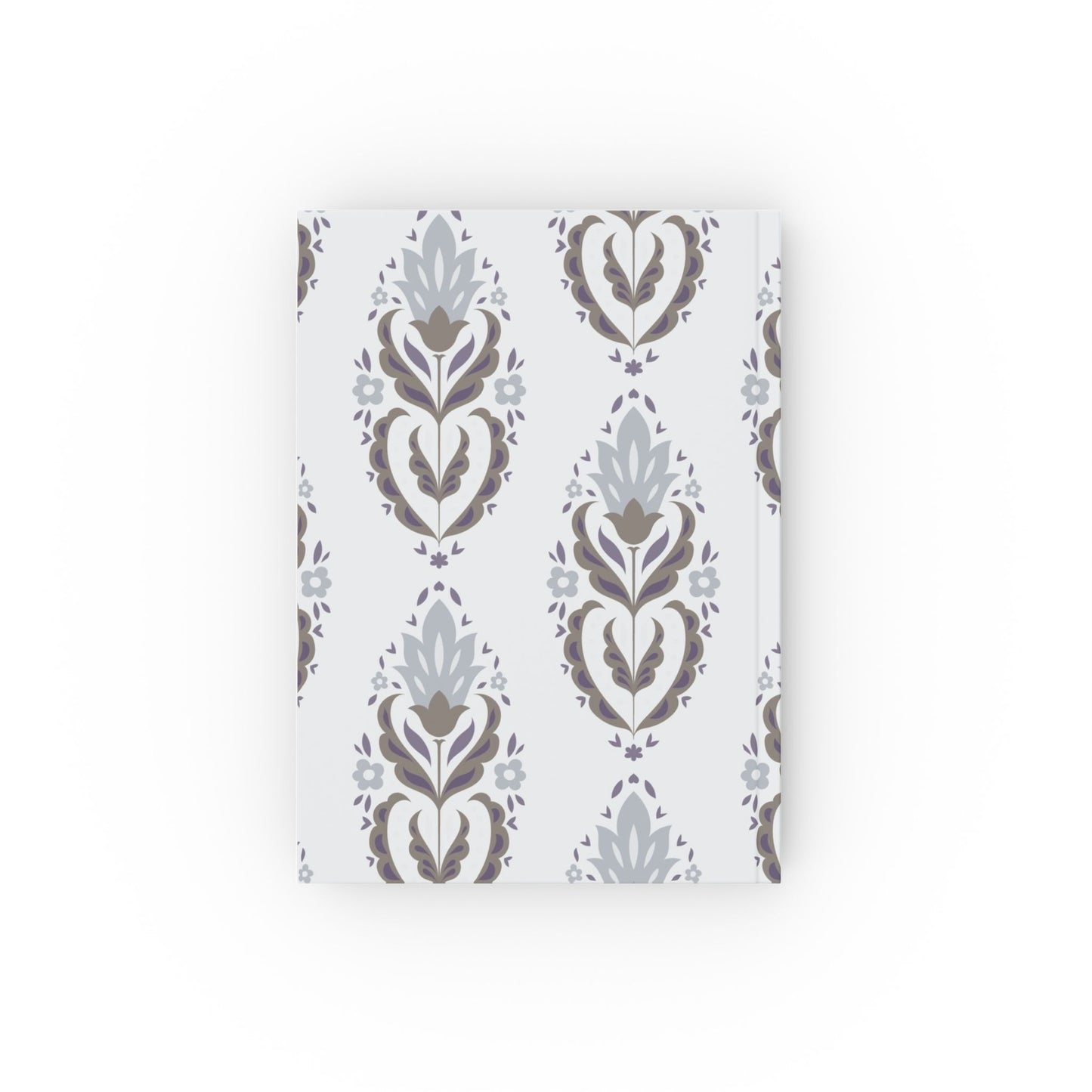 Hardback Journal — Elegant Gray Damask Pattern Notebook for Notes & Journaling