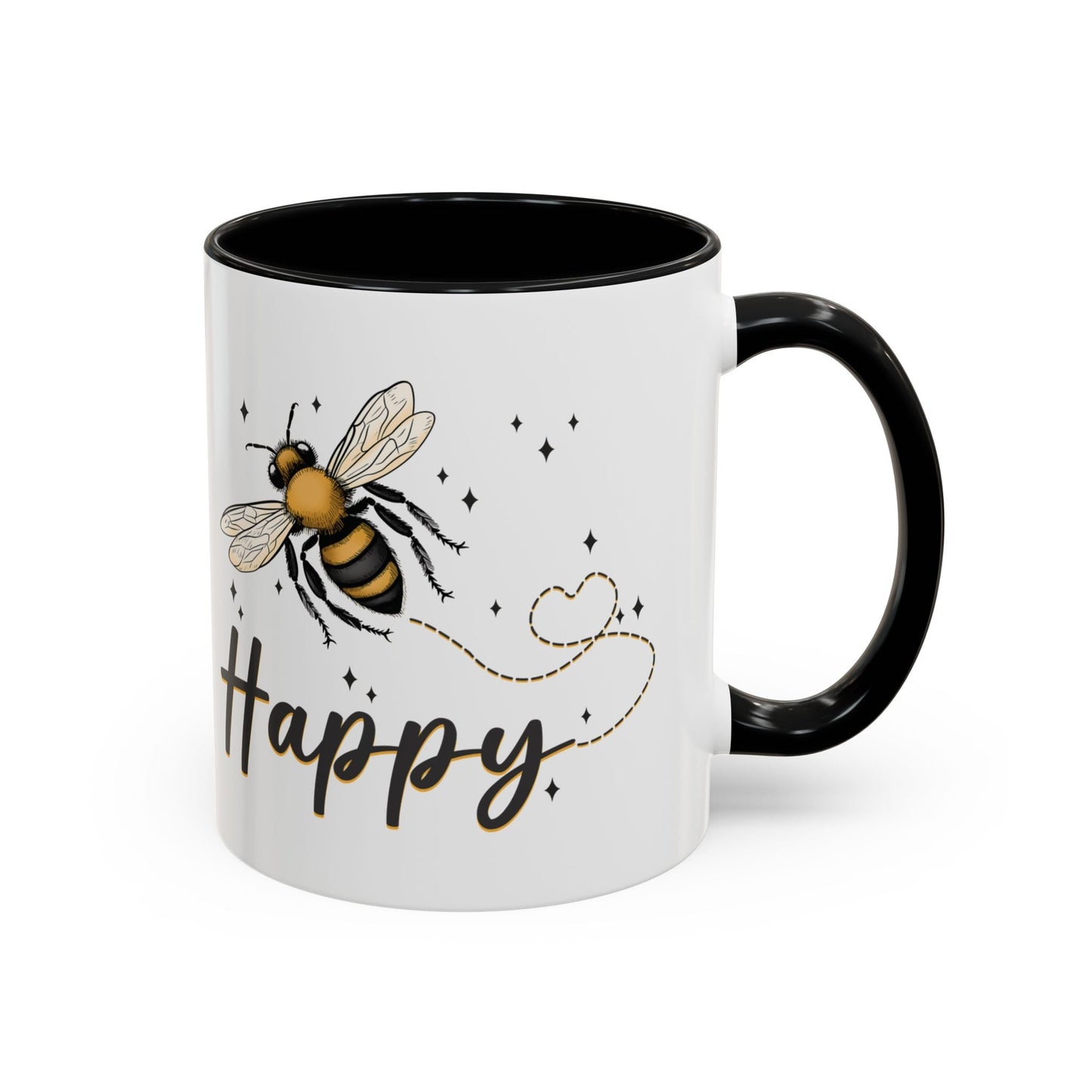 Bee Happy Ceramic Mug – Whimsical Bee Design, 11 oz Cottage Style