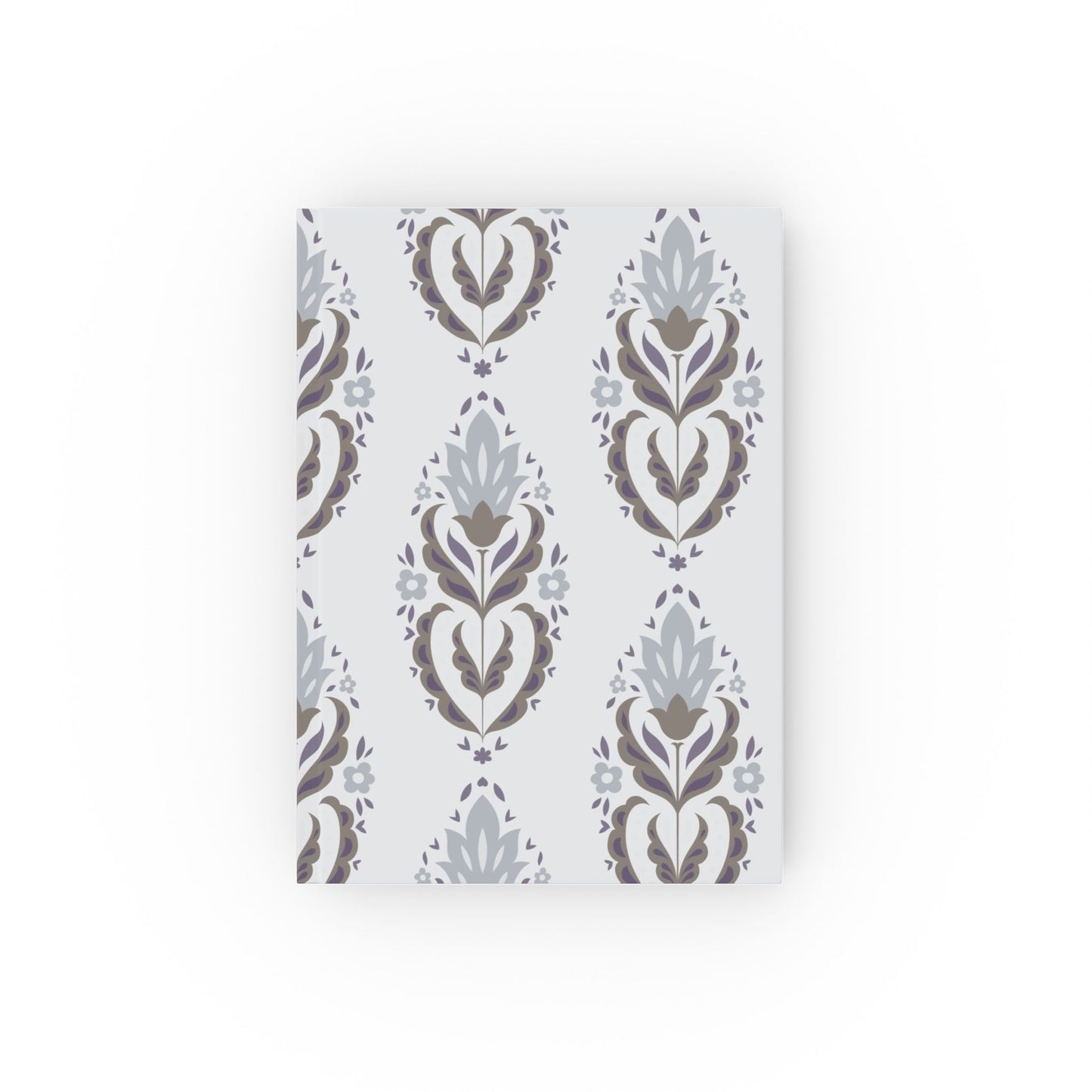 Hardback Journal — Elegant Gray Damask Pattern Notebook for Notes & Journaling