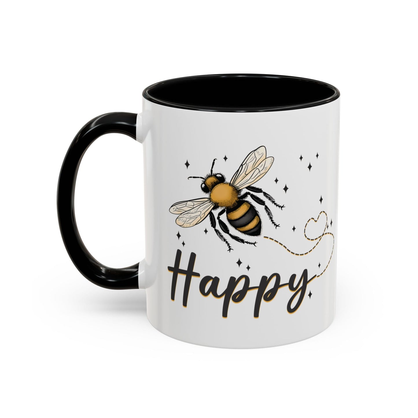 Bee Happy Ceramic Mug – Whimsical Bee Design, 11 oz Cottage Style