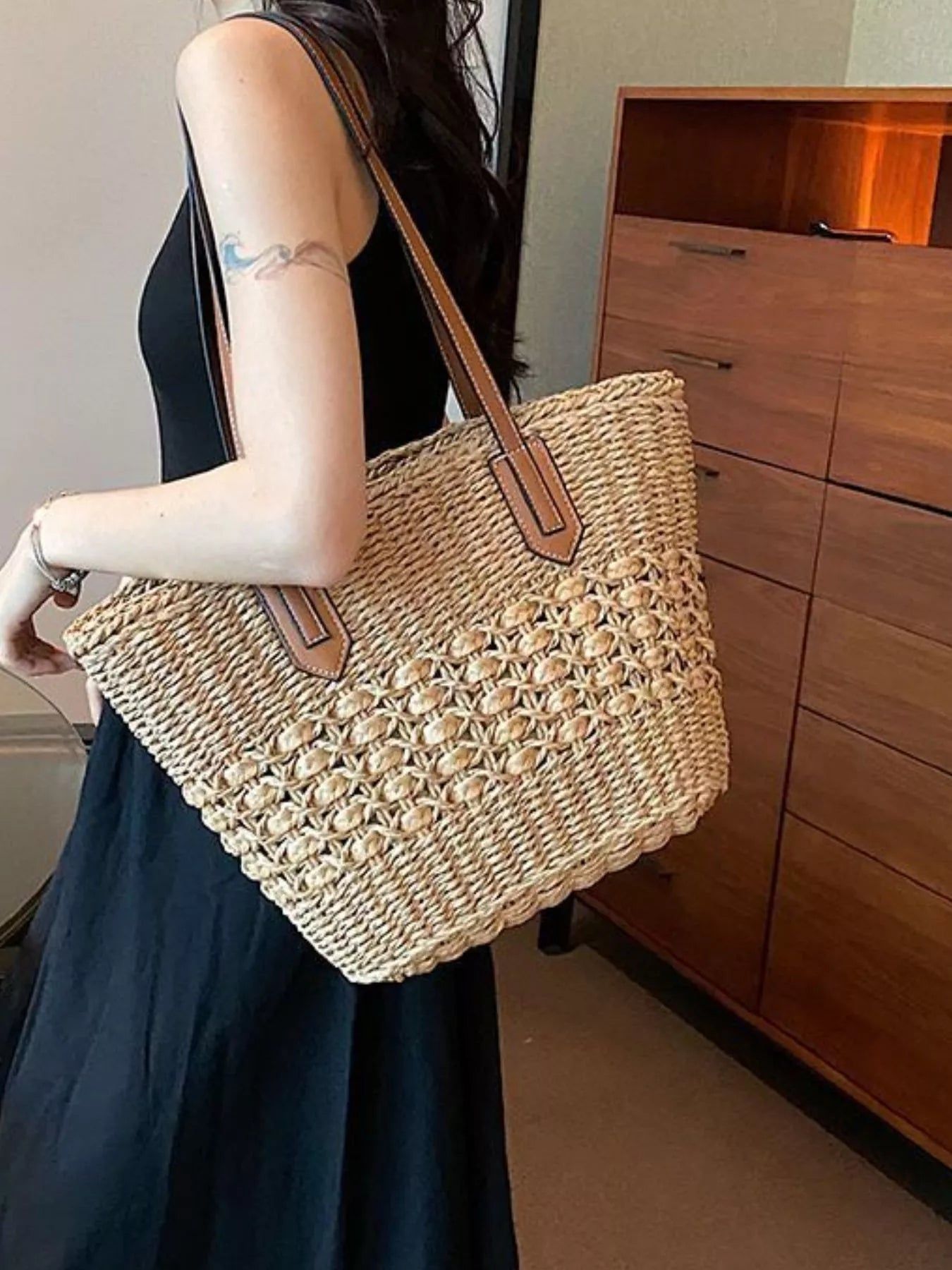 Handwoven Straw Shoulder Bag