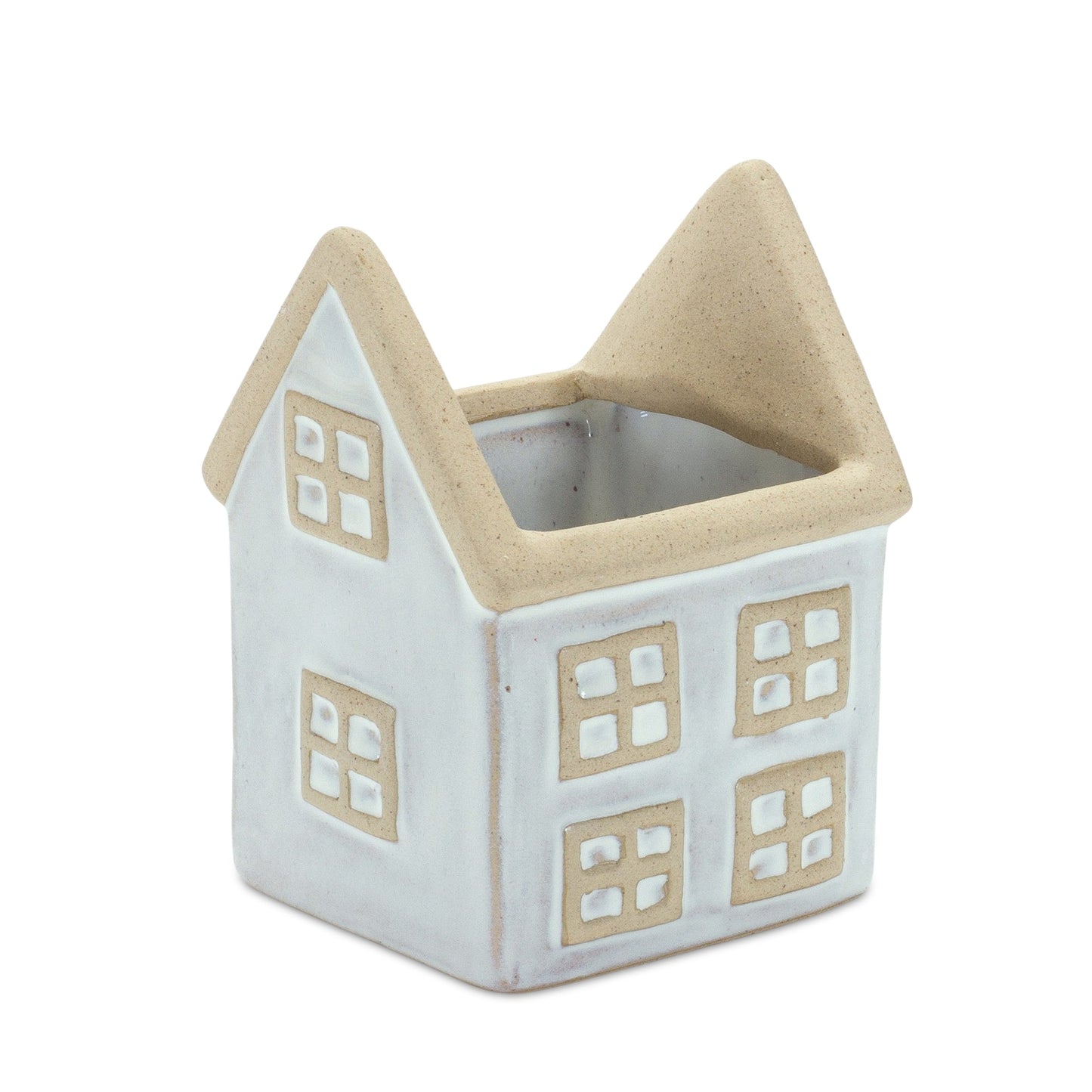 Neutral Porcelain House and Barn Planter Set