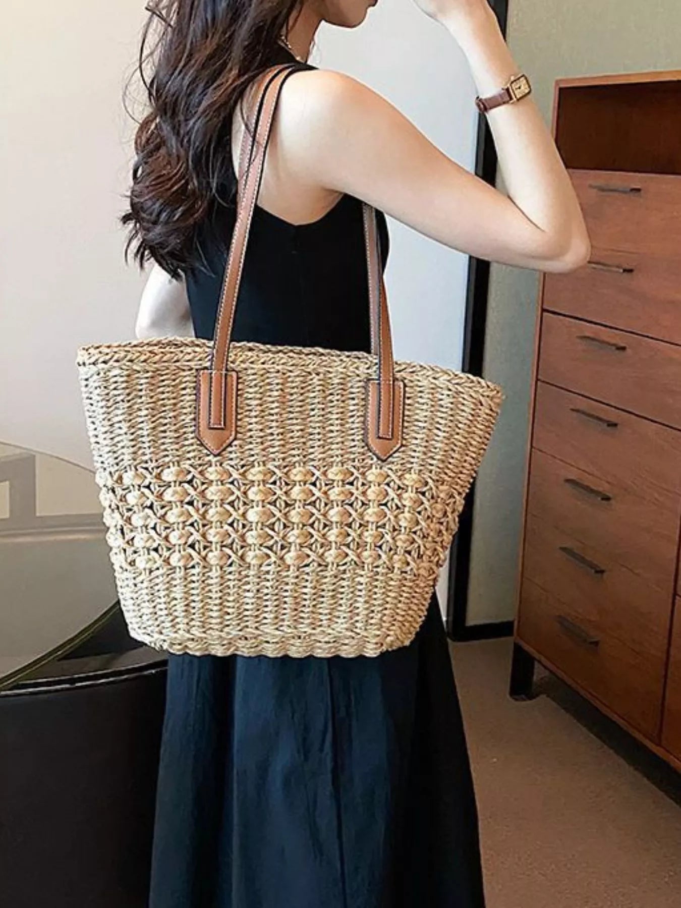 Handwoven Straw Shoulder Bag