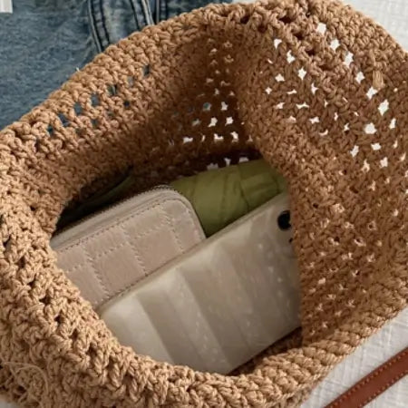 Openwork Woven Tote Bag