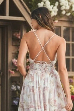 MABLE Floral Print Tiered Cami Maxi Dress