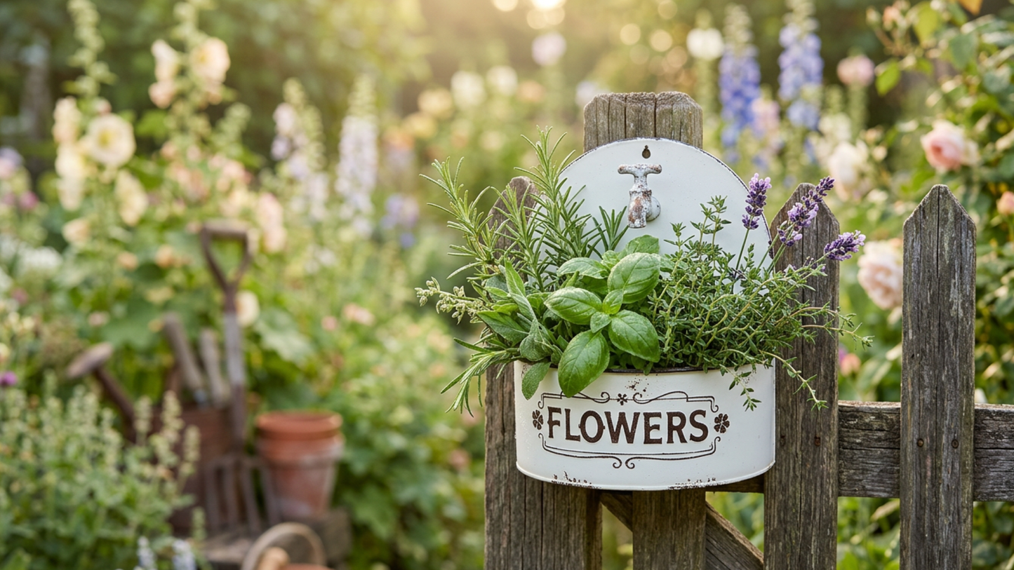 Rustic Distressed White Spigot Wall Planter