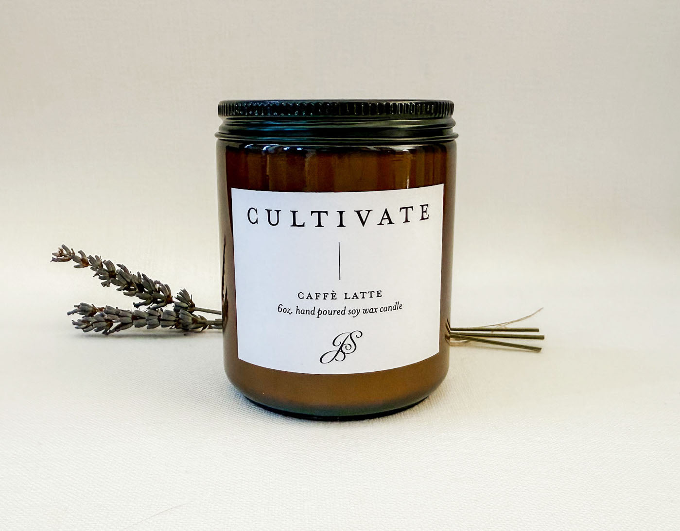 CULTIVATE Hand-Poured Soy Wax Candle – Cafe Latte Scent, 8 oz