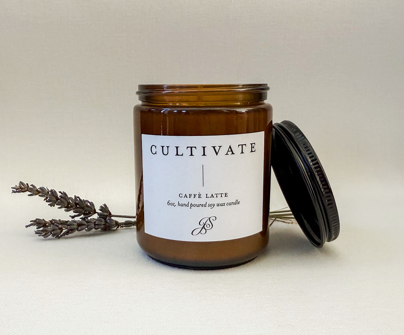 CULTIVATE Hand-Poured Soy Wax Candle – Cafe Latte Scent, 8 oz
