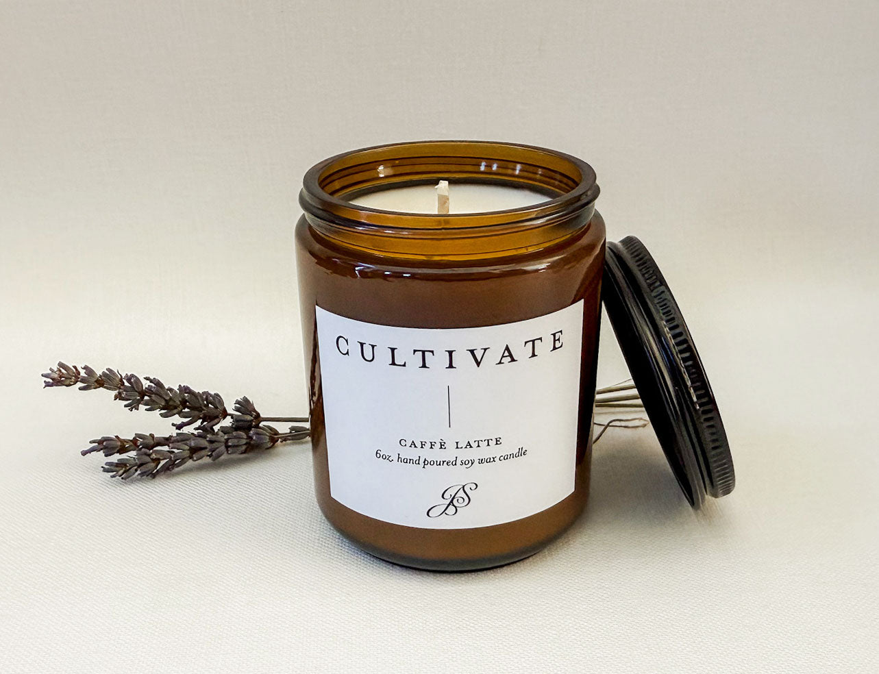 CULTIVATE Hand-Poured Soy Wax Candle – Cafe Latte Scent, 8 oz