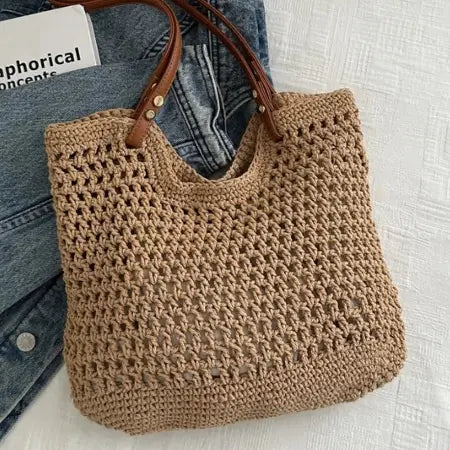 Openwork Woven Tote Bag