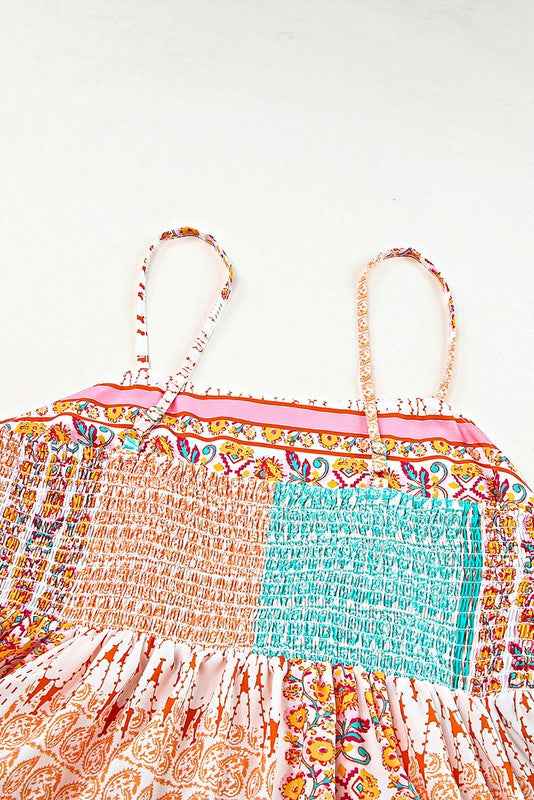 Mint Boho Patchwork Square Neck Sundress