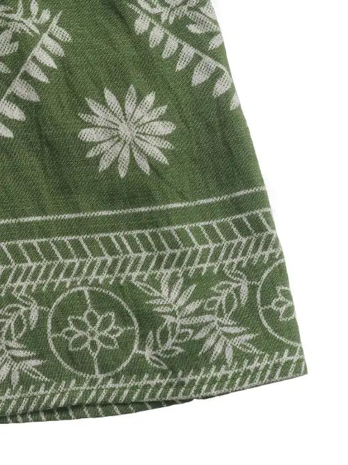 Matcha Green Printed V-Neck Sleeveless Dress
