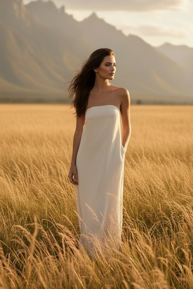 Hemp Smocked Back Tube Dress