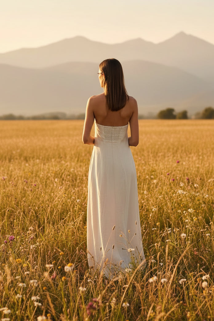 Hemp Smocked Back Tube Dress