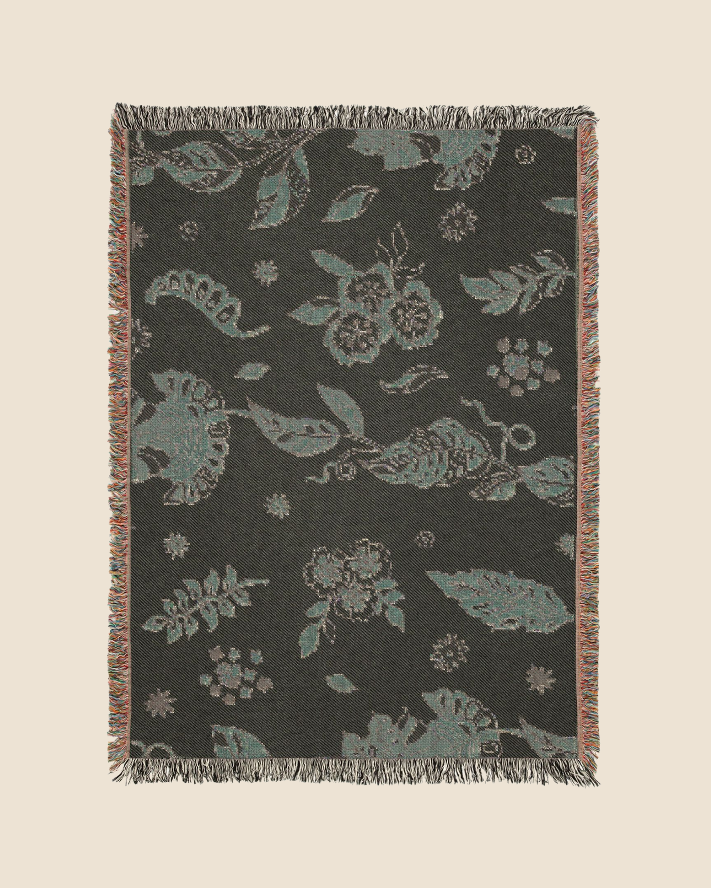 Floral Woven Throw Blanket — Reversible Vintage Paisley Tapestry for Living Room & Bedroom