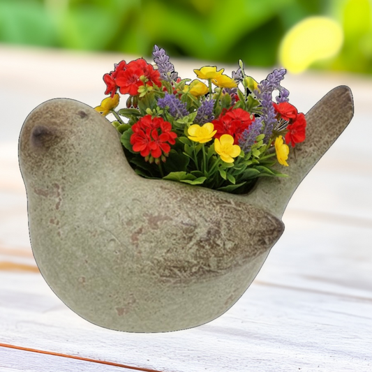Charming Weathered Birdie Planter