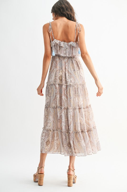 Bohemian Paisley Maxi Dress | Flowy Tiered Boho Style
