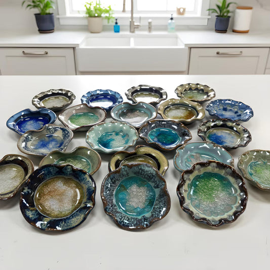 Handmade USA Ceramic Candle Holder Plates & Little Dishes Pottery